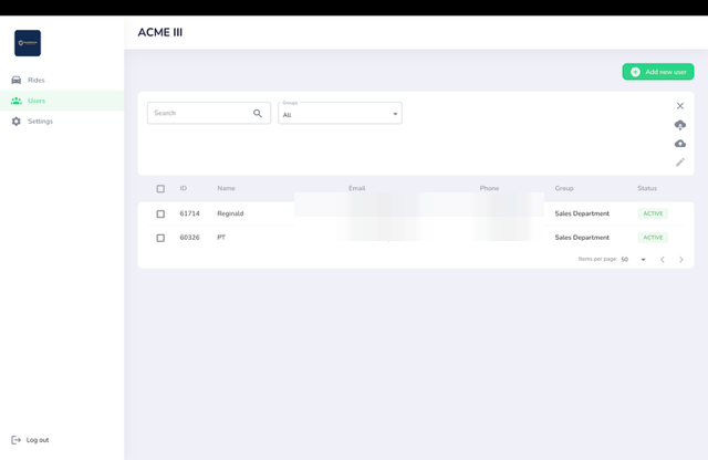 Guardian for Business admin dashboard — live screens: authorized users, trip history, groups & departments, and secure sign-in (sample data)